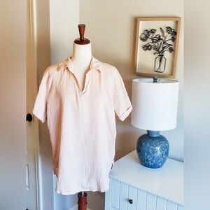 Peach V Neck Cotton Top